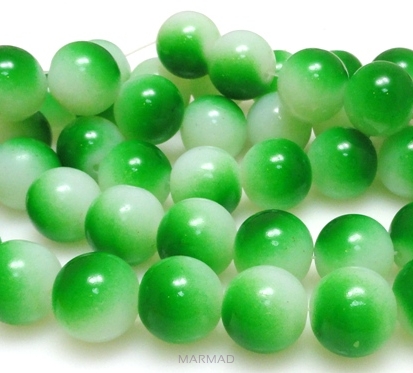Koraliki cieniowane - kula 14mm - zielono białe