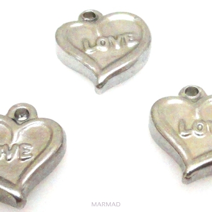 Zawieszka - serce z napisem love 12mm - stainless steel