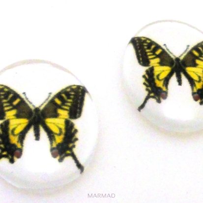 Kaboszon szklany - owal 18x13mm - motyl