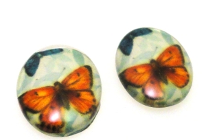 Kaboszon szklany - owal 18x13mm - motyl