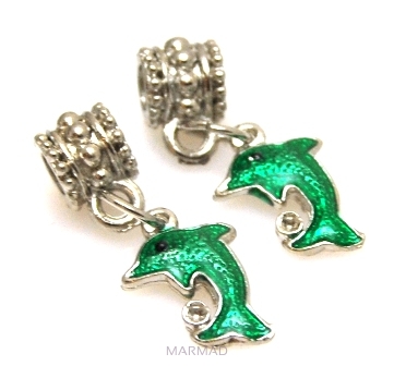 Charms -  delfin - zielony