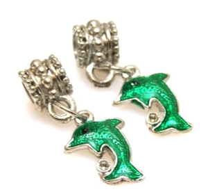 Charms -  delfin - zielony