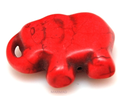 Howlit - słoń 40x30mm - na wisior - czerwony