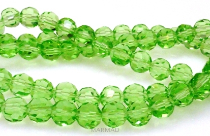 Kryształki fasetowane - kula 8mm - jasno zielone
