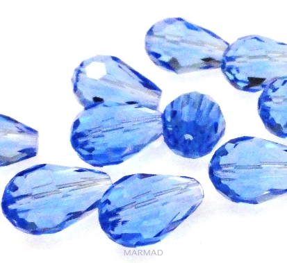 Kryształki fasetowane blue - krople 11x8mm 