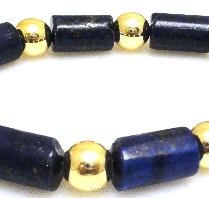 Bransoleta - lapis lazuli i hematyt złoty - 18cm