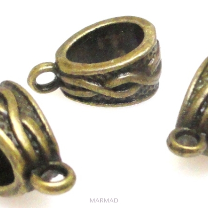 Nakładka, krawatka z oczkiem 13x6mm - antyczny brąz