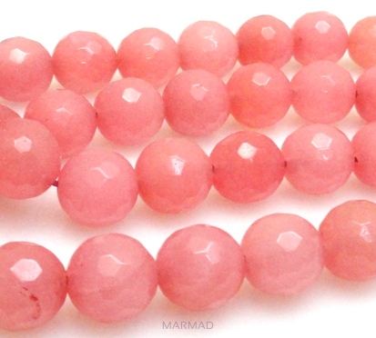Jadeit fasetowany kula 10mm - jasno różowy