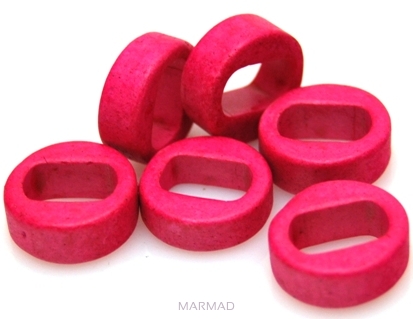 Nakładki na rzemienie i sznurki - 16x15mm - ceramika różowa matowa