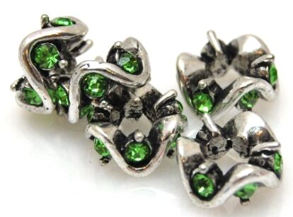 Przekładka antyczna z cyrkoniami - peridot -11x4mm