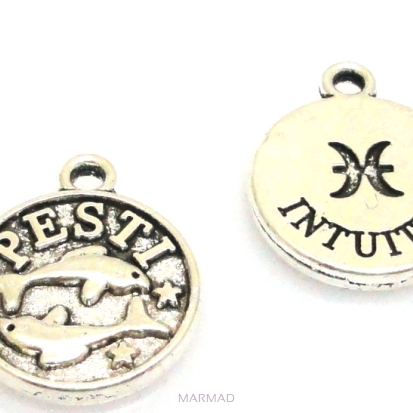 Zawieszka - znak zodiaku Ryby - moneta 14x12mm