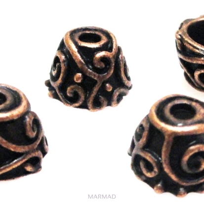 Czapeczki bali na korale kopuła 10mm - red copper