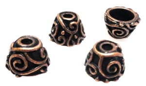 Czapeczki bali na korale kopuła 10mm - red copper