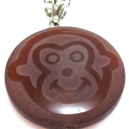 Zawieszka - Agat z uśmiechniętą małpką - moneta 39mm