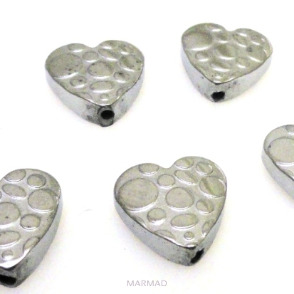 Hematyt srebrny - ozdobne serce 10x10mm