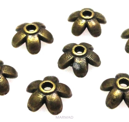 Czapeczki bali na korale - kwiatek 6mm - antyczny brąz - Antique Bronze