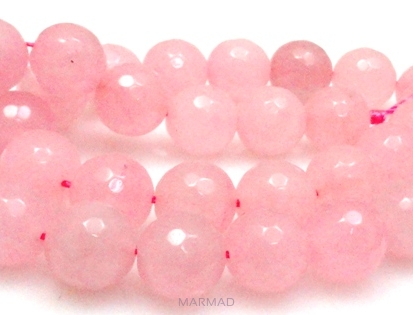 Jadeit fasetowany - kula 12mm - kolor kwarcu różowego