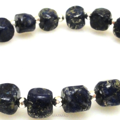 Bransoleta - lapis lazuli i hematyt srebrny - 17cm