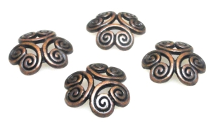 Czapeczki bali na korale - 12mm - red copper