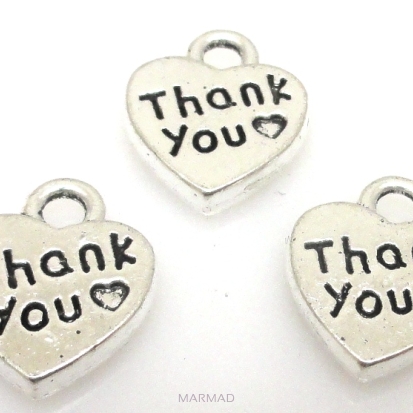 Zawieszka - serce thank you 12x10mm