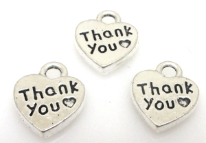 Zawieszka - serce thank you 12x10mm