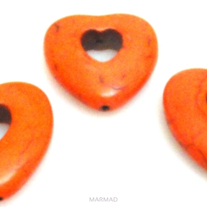 Howlit pomarańczowy serce 24x25x7mm