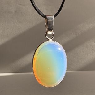 Opal, opalit 55x30mm - gotowa zawieszka + srebro 925