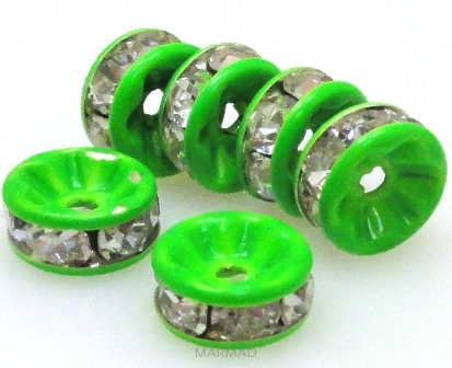 Przekładki z cyrkoniami crystal - krążek 8m - jasno zielone