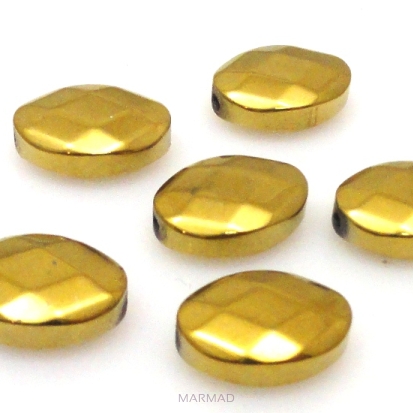 Hematyt fasetowany złoty - owal 14x10mm