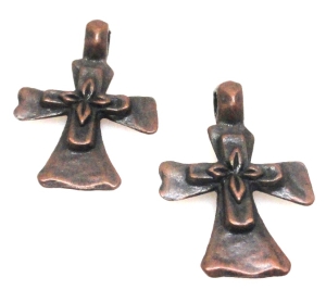 Zawieszka - ozdobny krzyż 26x18mm - red copper