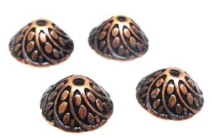 Czapeczki bali na korale kopuła 10mm - red copper