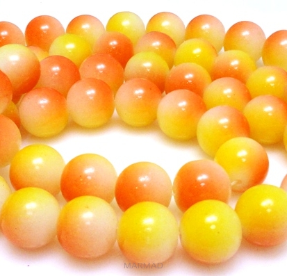 Koraliki cieniowane - kula 14mm - żółto pomarańczowe